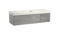 Storke Edge zwevend badmeubel 150 x 52 cm beton donkergrijs met Mata High asymmetrisch linkse wastafel in mat witte solid surface - thumbnail
