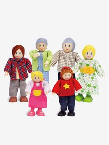 Familie van 6 houten poppen van Hape veelkleurig
