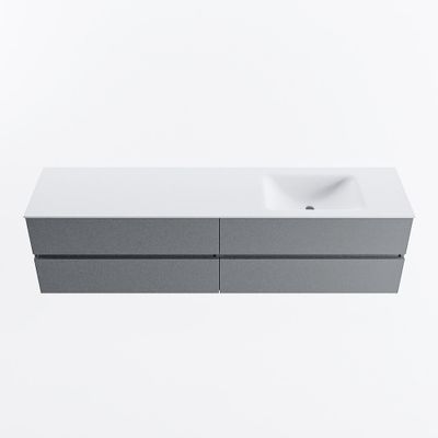 MONDIAZ VICA 190cm badmeubel onderkast Plata 4 lades. Wastafel CLOUD rechts 1 kraangat, kleur Talc.