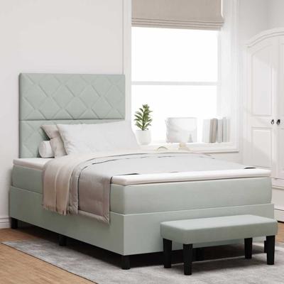 Boxspring bed met matras Lichtgrijs 120 x 190 cm Fluweel