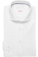 Pure Functional Slim Fit Jersey shirt wit, Effen - thumbnail