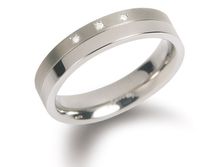 Boccia 0129-03 Ring Titanium-Diamant zilverkleurig 4,3 mm 3 * 0.015 crt Maat 62