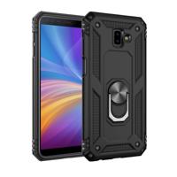 Armor schokbestendige TPU + PC beschermhoes voor Galaxy J6 Plus met 360 graden rotatie houder (zwart)