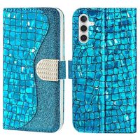 Croco Bling Series Samsung Galaxy A14 Portemonnee Hoesje - Blauw