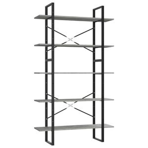 The Living Store Boekenkast met 5 schappen 100x30x175 cm bewerkt hout betongrijs - Kast