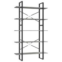 The Living Store Boekenkast met 5 schappen 100x30x175 cm bewerkt hout betongrijs - Kast