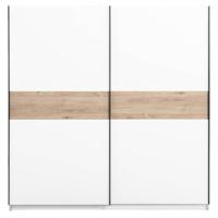 Leen Bakker - Schuifdeurkast Genua - /eikenkleur - 204x200x60 Cm - Spaanplaat - Wit - 200.2x204x60.3 Cm