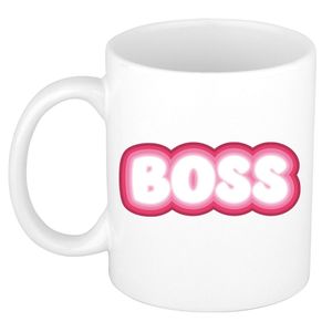 Cadeau mok voor baas - roze - grappig - keramiek - 300 ml - boss