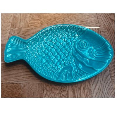 DURO - Relief Fish - Bord L 37x22cm Turquoise