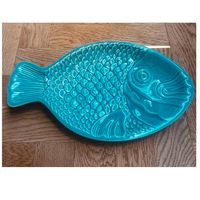 DURO - Relief Fish - Bord L 37x22cm Turquoise