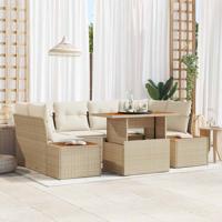 6-delige tuinsofa set met kussens in beige poly rattan