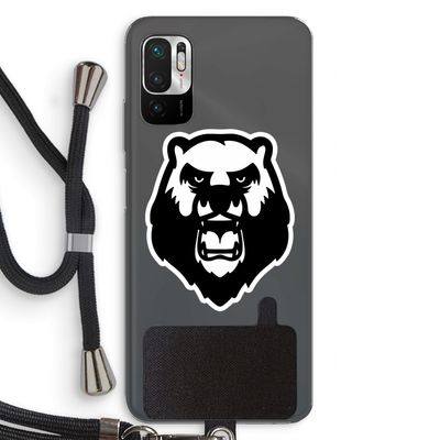Angry Bear (white): Xiaomi Redmi Note 10 5G Transparant Hoesje met koord