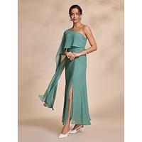 chiffon peplum ruche zoom maxi-jurk - thumbnail