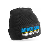 Wintersport muts - drinking team - zwart - one size - unisex - Apres ski beanie - thumbnail