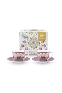 Pip Studio Lily & Lotus Set/2 Espresso Kop & Schotel Lila