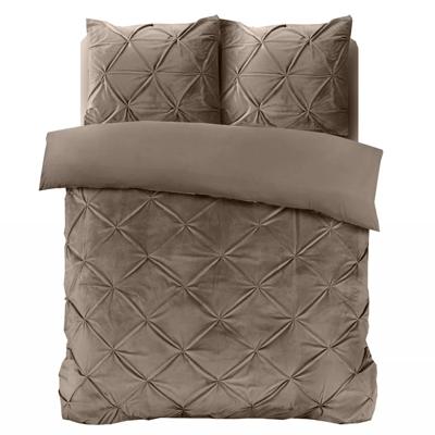 Dekbedovertrek Velvet Pintuck - Eenpersoons (140x200 cm) - Zwart/ Wit/ Groen/ Taupe/ Zand Microvezel - Dessin: Effen - Sleeptime -