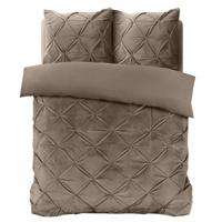 Dekbedovertrek Velvet Pintuck - Eenpersoons (140x200 cm) - Zwart/ Wit/ Groen/ Taupe/ Zand Microvezel - Dessin: Effen - Sleeptime -