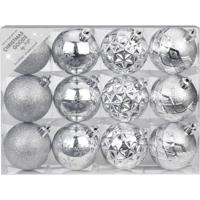 Kerstballen - 12 stuks - zilver - mat - glans - 6 cm - Onbreekbare kerstballen - Kerstversiering - thumbnail