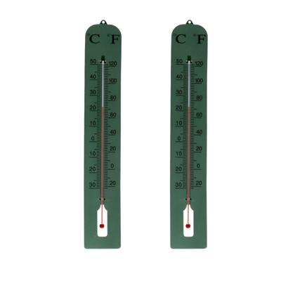 Gerimport Thermometer - 2x - kunststof - 39 x 6 cm - groen - tot 50 graden Celsius