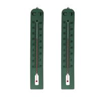 Gerimport Thermometer - 2x - kunststof - 39 x 6 cm - groen - tot 50 graden Celsius