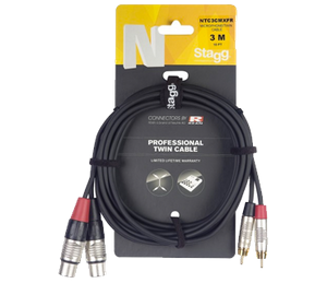 Stagg NTC3CMXFR Adapterkabel Deluxe RCA M Naar XLR F 3m