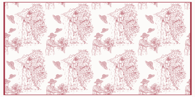 Sketch platteland antiek vinyl tapijt rood