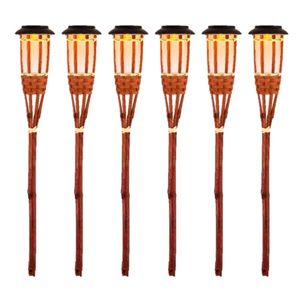6x Oranje buiten/tuin Led fakkel Bodi solar verlichting 54 cm vlam