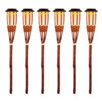 6x Oranje buiten/tuin Led fakkel Bodi solar verlichting 54 cm vlam