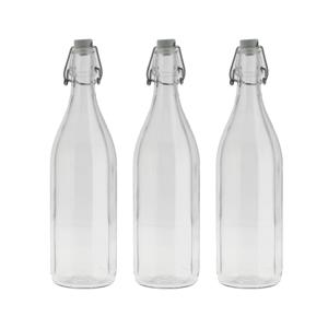 Bormioli rocco waterfles met beugeldop - 8x stuks - helder transparant - 1000 ml - Giara home deco f