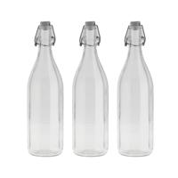 Bormioli rocco waterfles met beugeldop - 8x stuks - helder transparant - 1000 ml - Giara home deco f