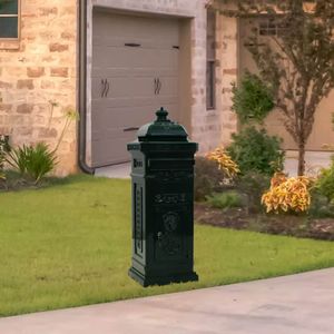 VidaXL Pilaar brievenbus vintage stijl roestbestendig aluminium groen
