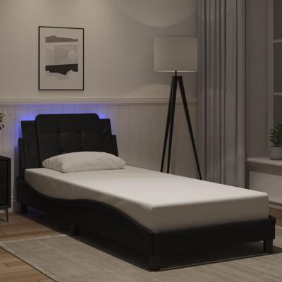 Bedframe met LED-verlichting kunstleer zwart 80x200 cm