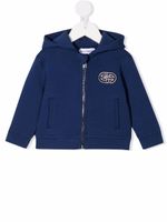 Emporio Armani Kids hoodie zippé à broderies - Bleu