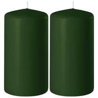 2x Kaarsen donkergroen 6 x 15 cm 58 branduren sfeerkaarsen - Stompkaarsen