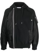 sacai hoodie Sponge à zip latéral - Noir