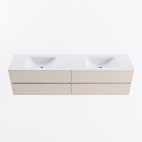 MONDIAZ VICA 190cm badmeubel onderkast Linen 4 lades. Wastafel CLOUD dubbel 2 kraangaten, kleur Talc.