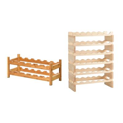 Bamboe Wijnrek met 2 Niveaus en Wijnflessenhouder Flessenhouder voor de Keuken en Houten Wijnflessenrek