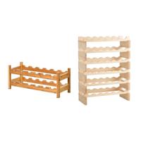 Bamboe Wijnrek met 2 Niveaus en Wijnflessenhouder Flessenhouder voor de Keuken en Houten Wijnflessenrek