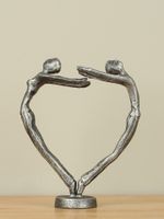Aluminium look decoratief beeldje In Love, 16 cm