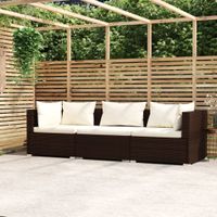 Trendy Driezitsbank met kussens polyrattan bruin