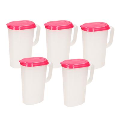 Waterkan met deksel - 5x - 2L - fuchsia - kunststof