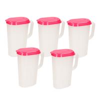 Waterkan met deksel - 5x - 2L - fuchsia - kunststof