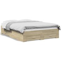Bedframe met lades bewerkt hout sonoma eikenkleurig 140x190 cm
