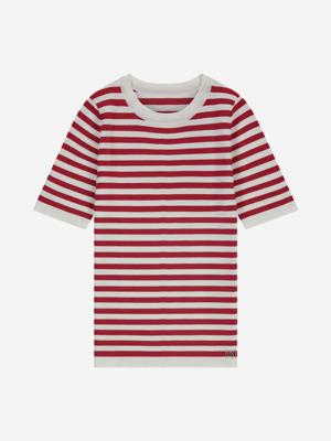 Nik&Nik zomer trui S/S gestreept meisjes - rood / off wit - Jolie