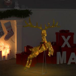 VidaXL Kerstversiering vliegend rendier warmwit 120 led&apos;s goudkleurig