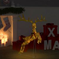 VidaXL Kerstversiering vliegend rendier warmwit 120 led&apos;s goudkleurig