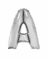 Folieballon zilver letter 'A' Groot - thumbnail