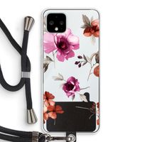 Geschilderde bloemen: Pixel 4 XL Transparant Hoesje met koord