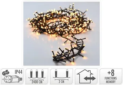 Kerstverlichting LED microcluster 1200 lampjes 24m, warm wit