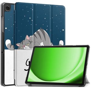 Basey Samsung Galaxy Tab A9 Hoesje Kunstleer Hoes Case Cover -Kat